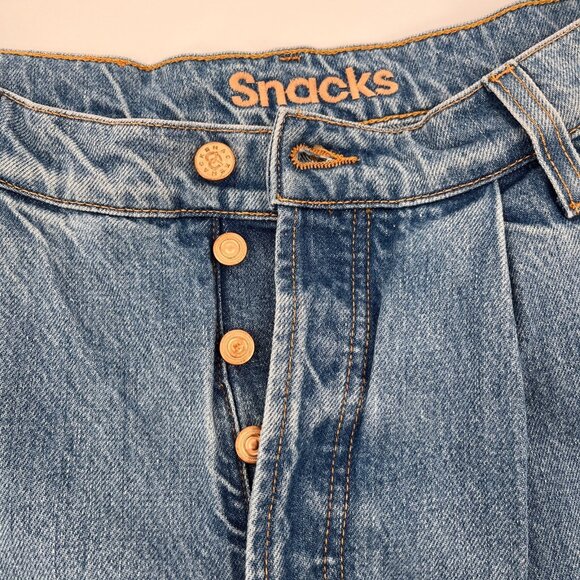 Snacks by Mother Pleated Wide Leg Denim Size 25 Raw Hem High Rise Jeans - Picture 6 of 16